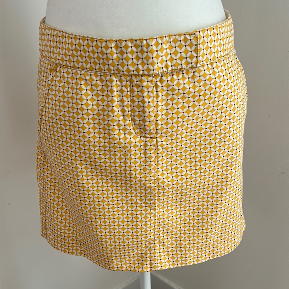 J. Crew Yellow/Cream Geometric Patterned Mini Ski… - image 1